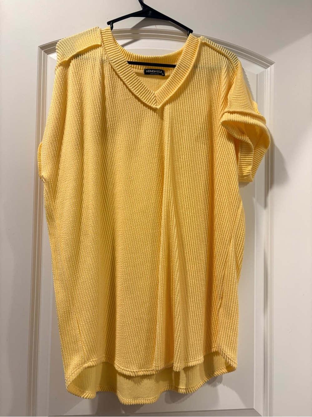 Lemon Yellow Knit V-Neck Top